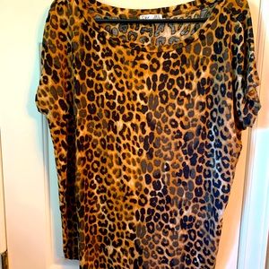 Leopard Print Top/Blouse by Dex Sz Med
